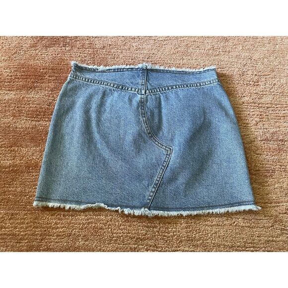 Y2K Bubblegum denim mini skirt raw hem 90s 2000s blue jean cutoff - Picture 5 of 6